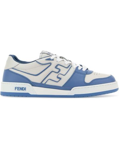 Fendi Two-Tone Leather Match Sneakers - Blue