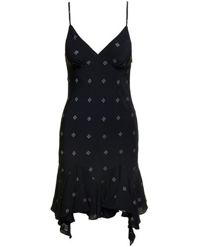 Givenchy Mini Dress With Contrasting All-Over Monogram Print - Black