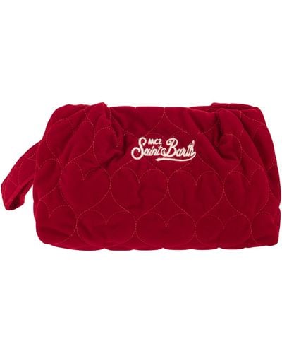 Mc2 Saint Barth Quilted Velvet Clutch Bag - Red