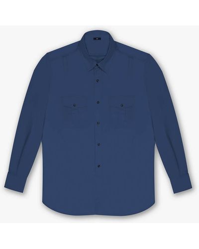 Larusmiani Military Cotton Shirt Shirt - Blue