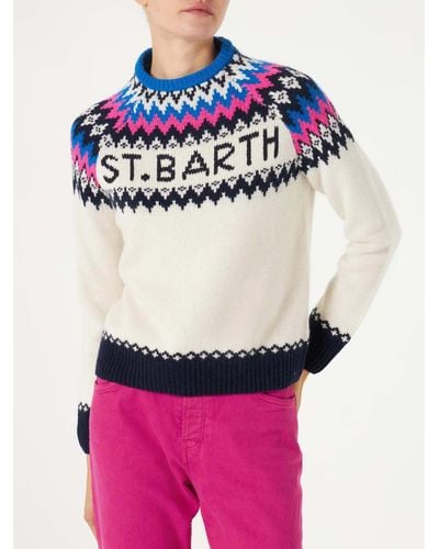 Mc2 Saint Barth Crewneck Nordic Jacquard Sweater - Gray