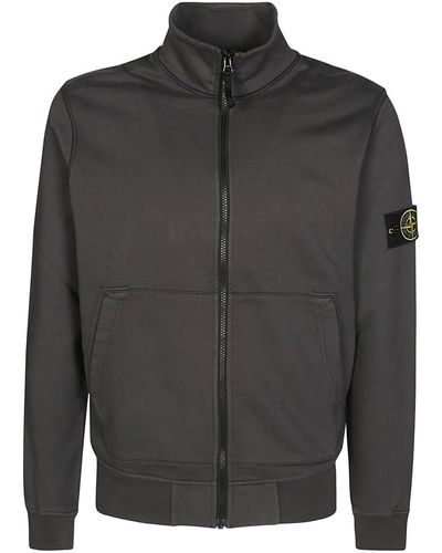 Stone Island Compass Patch Zipped Sweatshirt - Grey