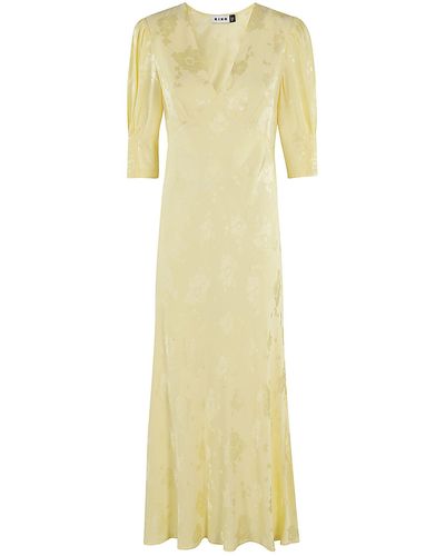 RIXO London Zadie Puff-sleeve Midi Dress - Yellow