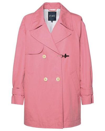 Fay Cotton Trench Coat With Hook - Pink
