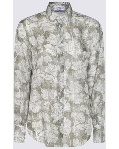 Brunello Cucinelli Beige Silk Shirt - Gray