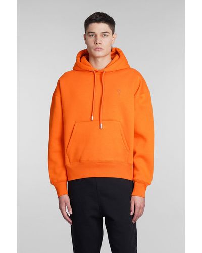 Ami Paris Sweatshirt In Orange Cotton