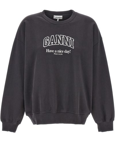 Ganni Print Sweatshirt - Grey