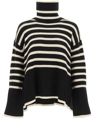 Totême Toteme Striped Wool Cotton Sweater - Black