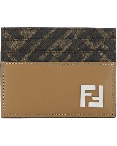 Fendi Dark Brown Calf Leather Card Holder
