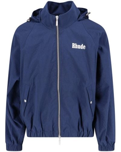 Rhude 'palm Logo Windbreaker' Jacket - Blue