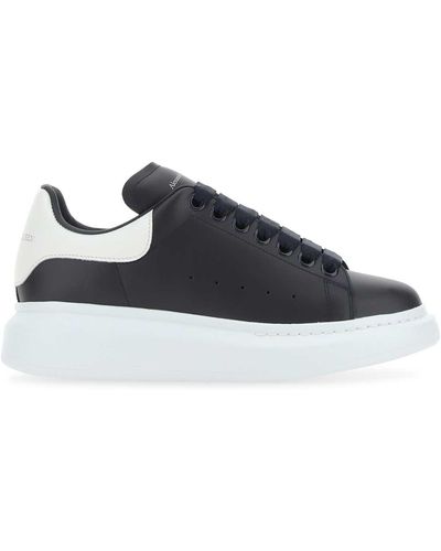 Alexander McQueen Leather Trainers With Leather Heel - Blue