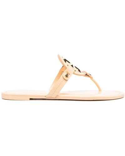 Tory Burch Miller Cut-out Leather Flip-flops - Natural