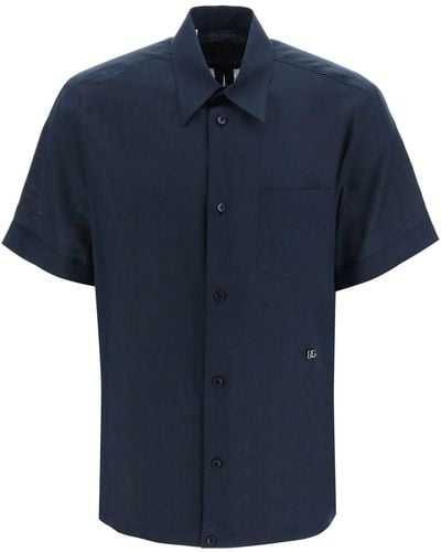 Dolce & Gabbana Short Sleeve Linen Shirt - Blue