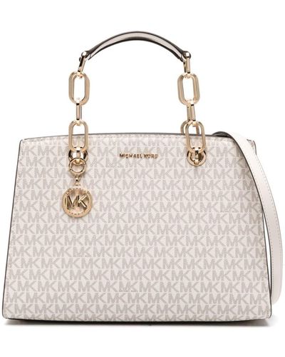 Michael Kors Small Cynthia Handbag With Logo - White