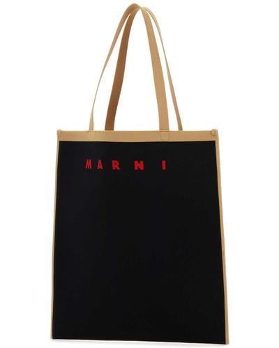 Marni Canvas Shopping Bag - Black