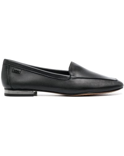 DKNY Square-toe Leather Loafers - Black