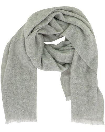 Brunello Cucinelli Frayed Sequinned Scarf - Gray
