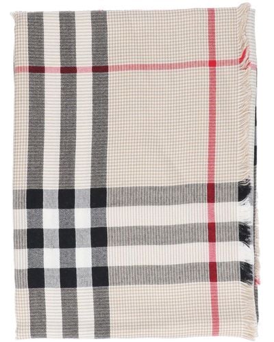 Burberry Check Pattern Scarf - White
