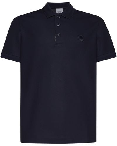 Burberry Logo Cotton Polo Shirt - Blue