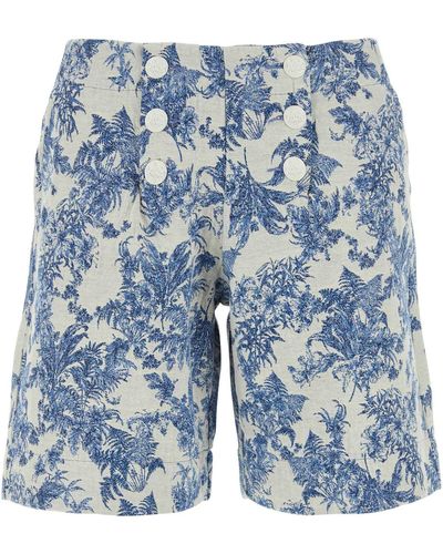 Saint James Embroidered Cotton Blend Maeva Bermuda Shorts - Blue