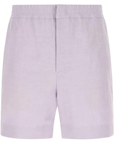 Fendi Lilac Linen Blend Bermuda Shorts - Purple