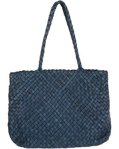 Dragon Diffusion Vintage Mesh Tote Washed Tote Bag + Cotton Lining - Blue