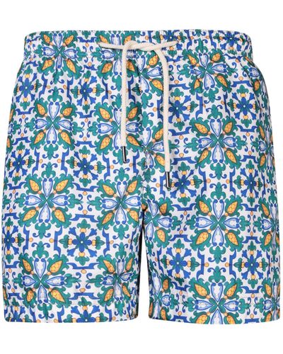 Peninsula Peninsula Floral Print Boxer Swim Shorts - Blue