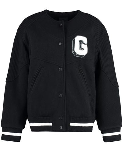 Givenchy Wool Bomber Jacket With Patch - Black