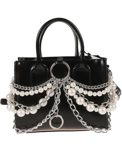Junya Watanabe Pearl & Chain Applique Shoulder Bag - Black