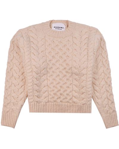 Isabel Marant Jake Cable-knitted Crewneck Sweater - Natural