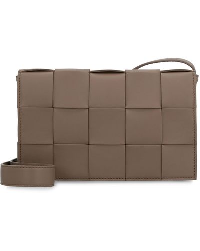 Bottega Veneta Cassette Leather Crossbody Bag - Brown