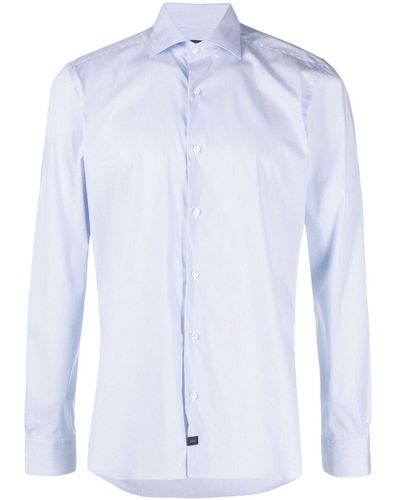 Fay Light Striped Cotton-Blend T-Shirt - Blue