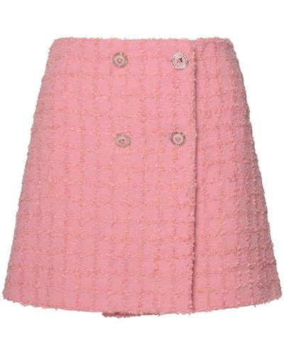 Versace Wrap Skirt In Boucle Tweed - Pink