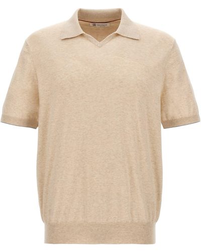 Brunello Cucinelli Knitted Shirt Polo - Natural
