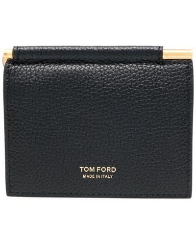 Tom Ford Soft Grain Leather Folding Money Clip Cardholder - Black