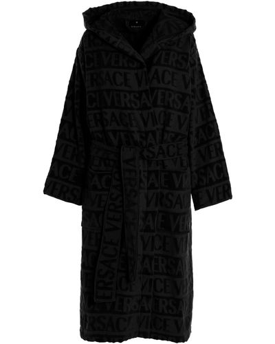 Black Greca-jacquard cotton-blend pyjama top, Versace