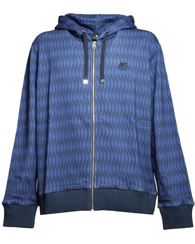 Etro Zip-up Drawstring Hoodie - Blue