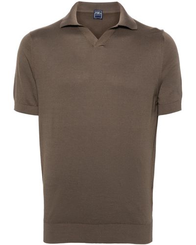 Fedeli Coffee Cotton Polo Shirt - Brown