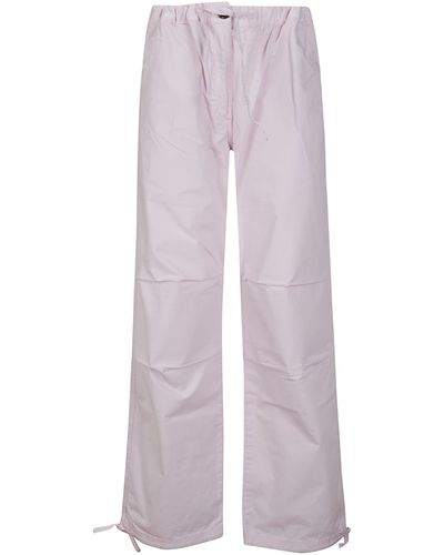 Ganni Washed Cotton Canvas Draw String Trousers - Purple