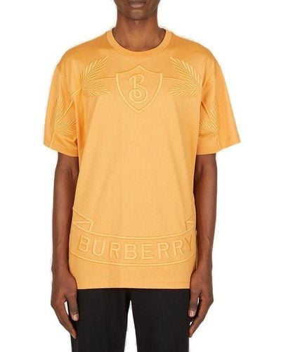 Burberry Logo Embroidered Crewneck T-shirt - Orange