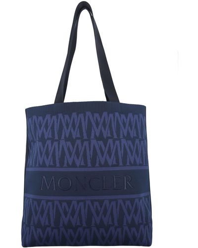 Moncler Monogram Knit Tote Bag - Blue