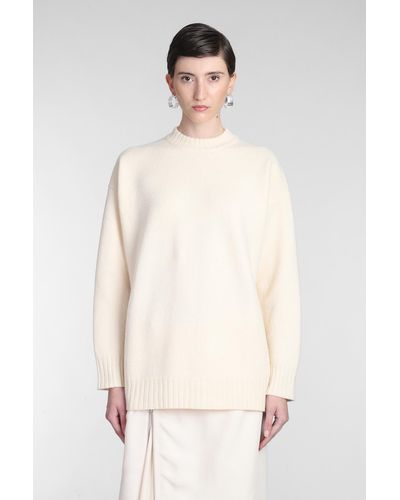 Jil Sander Knitwear In Beige Wool - White