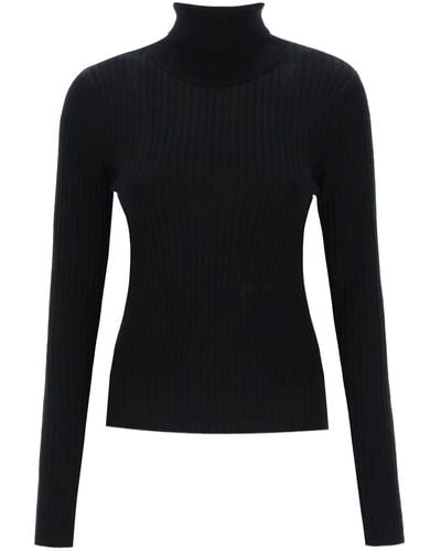 Ganni Turtleneck Sweater With Back Cut Out - Black