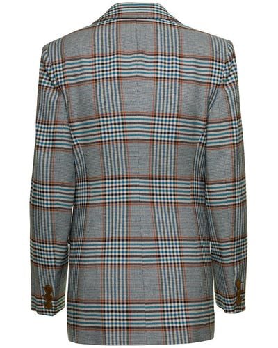 Vivienne Westwood Single-Breasted Jacket With All-Over Check Motif - Gray