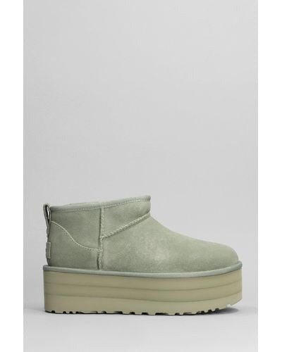 UGG Classic Ultra Mini P Low Heels Ankle Boots - Green