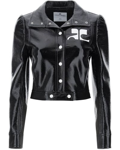 Courreges Re Edition Jacket In Coated Cotton - Black