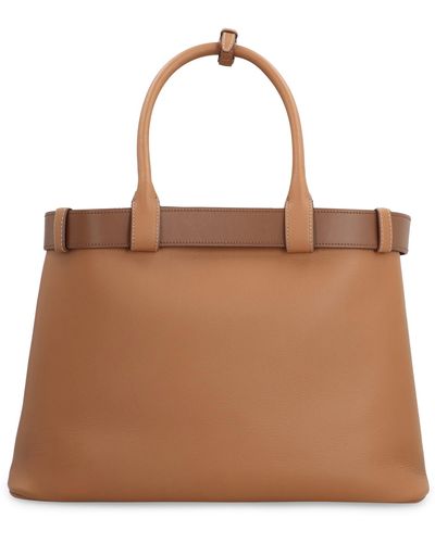 Prada Buckle Leather Bag - Brown