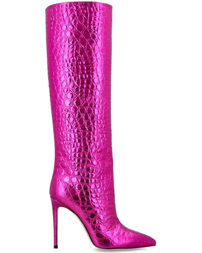 Paris Texas Metallic Embossed Croco Stiletto Boot - Pink