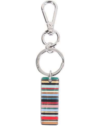 Paul Smith Key Ring With Striped Tag - White