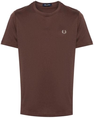 Fred Perry Fp Crew Neck T-Shirt - Brown